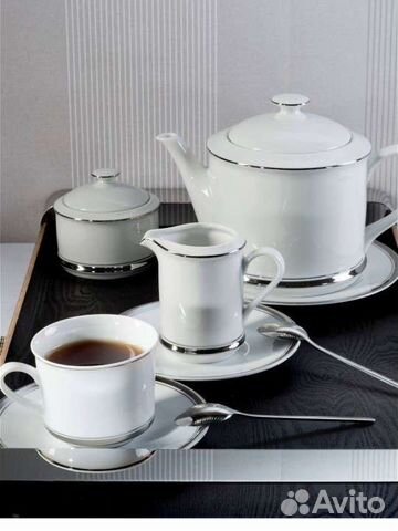 Чайный сервиз Leander белый платина серебро