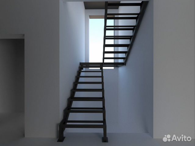 Металлическая лестница поворот на 180