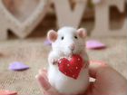 Мышка с сердцем, валяная игрушка ручной работы