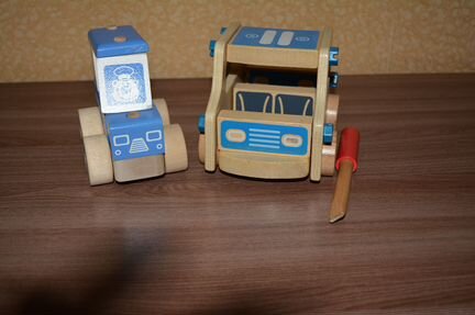 Деревянная машинка Alatoys Конструктор-каталка