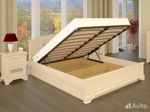 Кровать Афина с подъёмным механизмом массив дерева