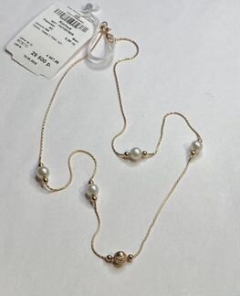 Золотое колье 585 с жемчугом 50 см