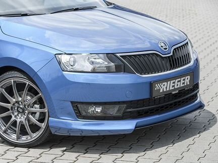 Накладка переднего бампера Skoda Rapid Rieger - St