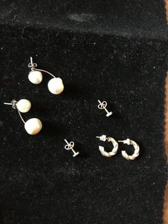 Серьги серебро 925 с натуральным морским жемчугом