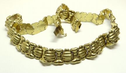 Крупное пустотелое золотое колье 585 пробы