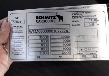Табличка наклейка прицеп Schmitz