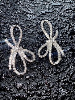 Серьги бантики из страз кристаллов