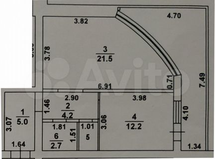 1-к. квартира, 62 м², 3/8 эт.