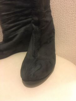 Сапоги на танкетке кожа