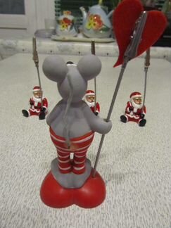 Держатель для визиток с прищепкой:Санта и Крыса