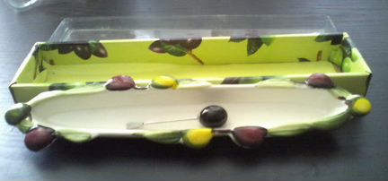 Блюдо для оливок и солений с вилочкой, керамика