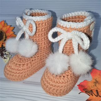 Сапожки Пинетки норка Ручная работа Новые