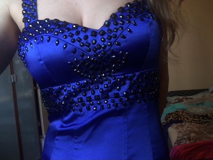 Платье синее, вечернее (макси, длинное)