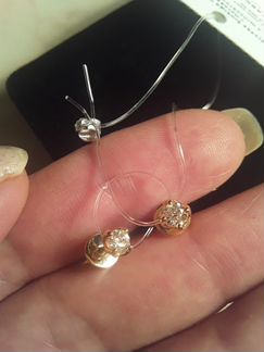 Золотые пусеты с якутскими Бриллиантами Эпл Новые