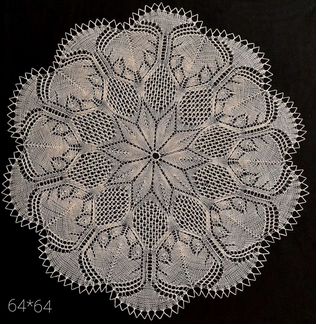 Ажурная вязаная салфетка спицами