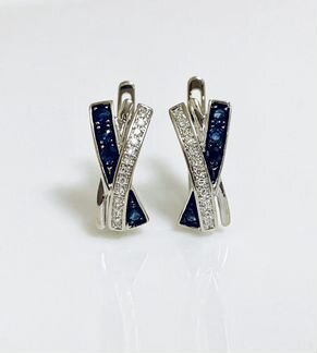 Серьги из белого золота с сапфирами и бриллиантами