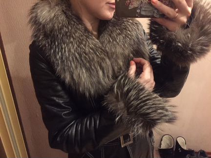 Дубленка с мехом чернобурки