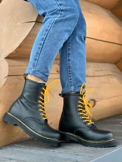 Ботинки сапоги берцы зимние черные кожа мартинс