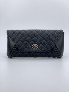 Женская сумка клатч Chanel из кожи черная новая