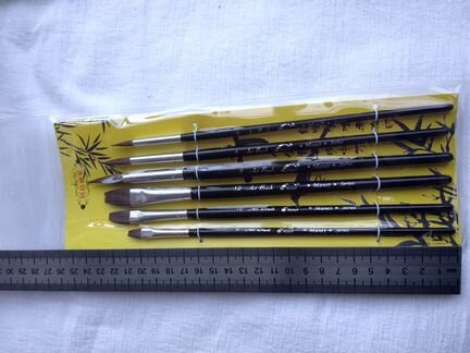 Кисть, набор овал+плоская, 2-12, колонок, 6 шт