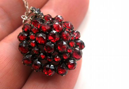 Антикварный Локет Гранат Серебро Кресты