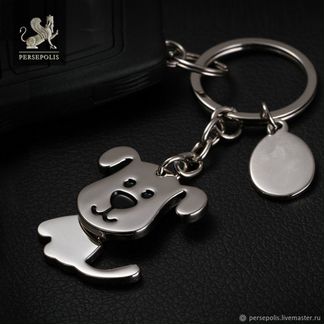 Брелок собачка - серебрение цинкового сплава