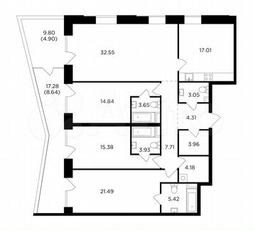 4-к квартира, 151 м², 7/19 эт.