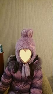 Зимняя шапка с ушками зайца размер S