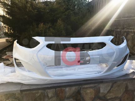 Белый бампер Solaris 2011-2013
