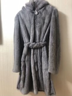 Шуба норковая серо-голубая