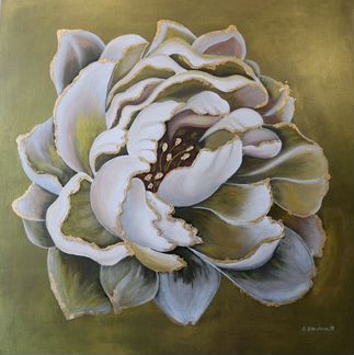 Картина на холсте на подрамнике, акрил, поталь