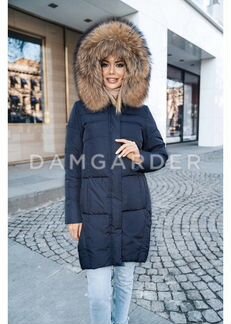 Пуховик зимний женский новый синий с капюшоном