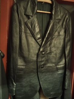 Куртка пиджак черная монгольская толста кожа вечны