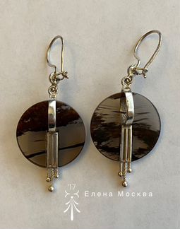 Винтаж: серьги СССР обсидиан Свердловск