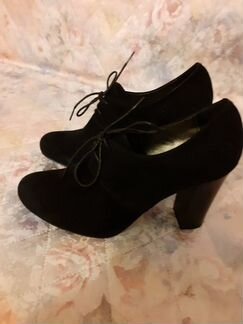 Ботильоны, замшевые натуральные,новые,каблук 7.5см