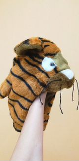 Детская шапка шлем тёплая зимняя зверушка тигр