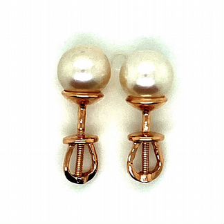 Золотые серьги пусеты с жемчугом