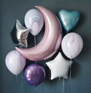 Воздушный шар с гелием сердце, звезда из фольги