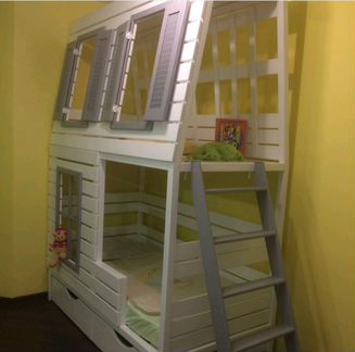 Детская двухъярусная кровать домик Арт 88