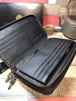 Кожаный клатч, портмоне Chrome Hearts
