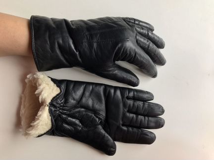Перчатки женские кожаные на меху