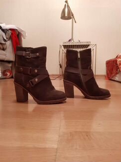 Новые коричневые замшевые женские зимние сапоги